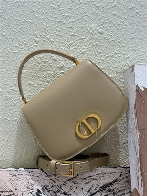 CD Medium 30 Montaigne Avenue Top Handle Bag Powder Beige Ribbed Calfskin