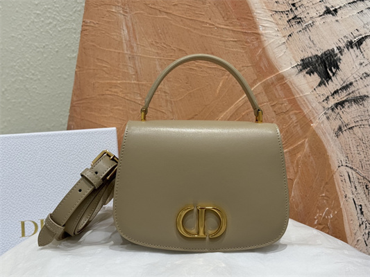 CD Medium 30 Montaigne Avenue Top Handle Bag Powder Beige Ribbed Calfskin