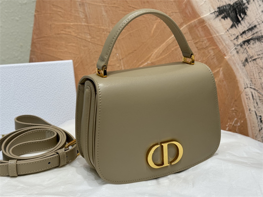 CD Medium 30 Montaigne Avenue Top Handle Bag Powder Beige Ribbed Calfskin