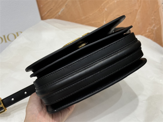 CD Small 30 Montaigne Avenue Top Handle Bag Black Ribbed Calfskin