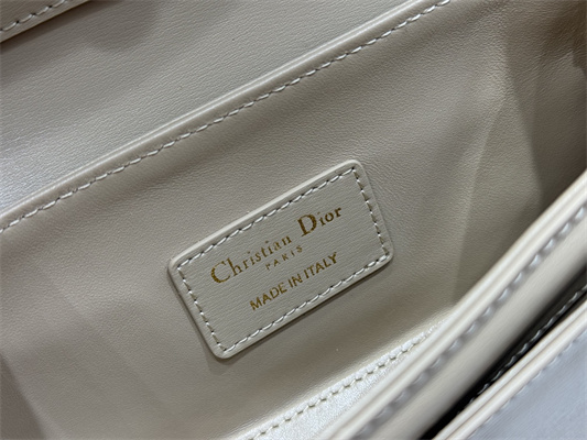 CD Small 30 Montaigne Avenue Top Handle Bag Powder Beige Ribbed Calfskin