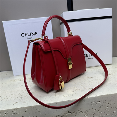 Celine Small 16 Bag In Satined Calfskin Red