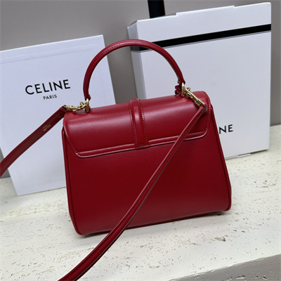 Celine Small 16 Bag In Satined Calfskin Red