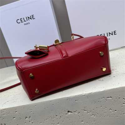 Celine Small 16 Bag In Satined Calfskin Red