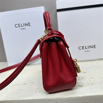 Celine Mini 16 Bag In Satined Calfskin Red