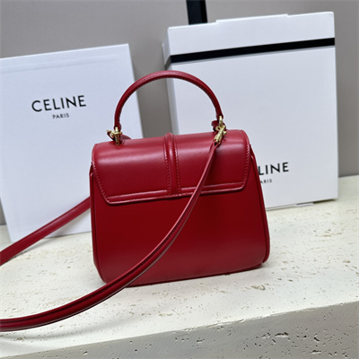 Celine Mini 16 Bag In Satined Calfskin Red