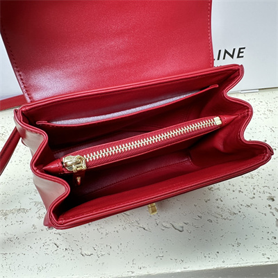 Celine Mini 16 Bag In Satined Calfskin Red