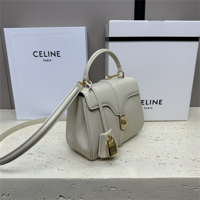 Celine Mini 16 Bag In Satined Calfskin Grey