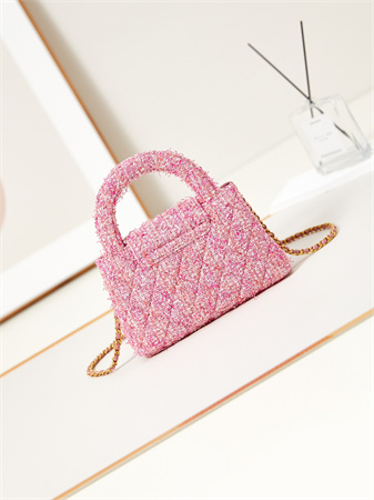 Cha.nel Mini Shopping Bag Kelly Bag Tweed Gold-Tone Metal Pink AS4416