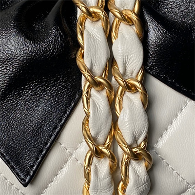 Chanel CLUTCH WITH CHAIN Lambskin Gold-Tone Metal Black/White AP4028