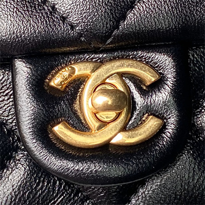 Chanel Mini Flap Bag With Top Handle Shiny Lambskin & Gold-Tone MetalBlack AS4992