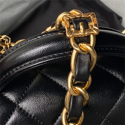 Chanel Mini Flap Bag With Top Handle Shiny Lambskin & Gold-Tone MetalBlack AS4992