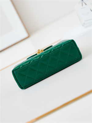 Cha.nel Mini Shopping Bag Kelly Bag Shiny Aged Calfskin Gold-Tone Metal Dk Green  AS4416