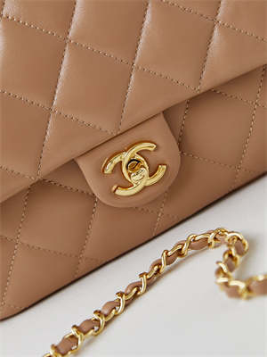 Cha.nel Mini Flap Bag with Top Handle Shiny Lambskin & Gold-Tone Metal Brown AS5043