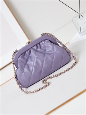 Cha.nel Clutch Lambskin & Gold-Tone Metal Purple AS4717