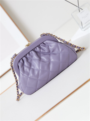 Cha.nel Clutch Lambskin & Gold-Tone Metal Purple AS4717