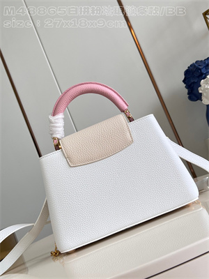 L.V Capucines BB Bag Taurillon Leather White/Pink M48865