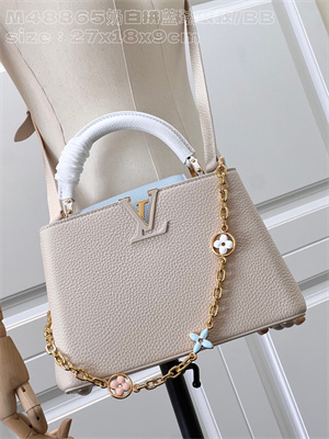L.V Capucines BB Bag Taurillon Leather Cream/Blue M48865