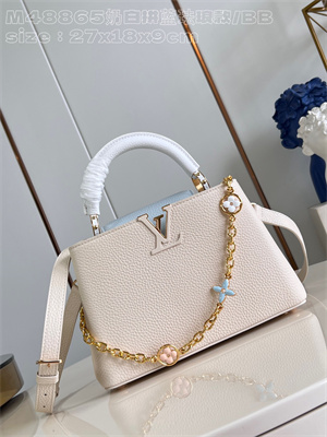 L.V Capucines BB Bag Taurillon Leather Cream/Blue M48865