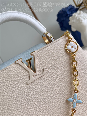L.V Capucines BB Bag Taurillon Leather Cream/Blue M48865