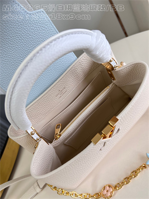 L.V Capucines BB Bag Taurillon Leather Cream/Blue M48865