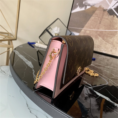 L.V Flore Wallet On Chain Monogram Canvas Pink M67405