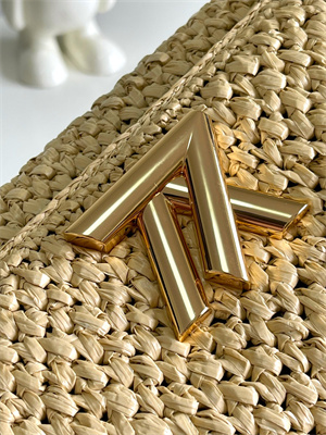 L.V Twist West Raffia and Smooth Calfskin Trim Natural/Tan