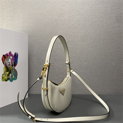 Prada Arqué leather Mini shoulder bag White Color 1BC199