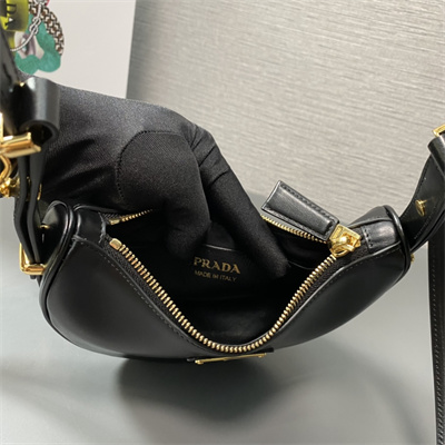 Prada Arqué leather Mini shoulder bag Black Color 1BC199