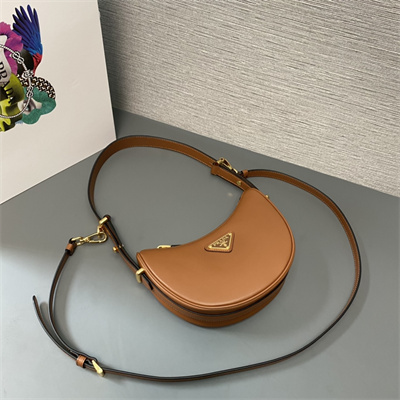 Prada Arqué leather Mini shoulder bag Cognac Color 1BC199