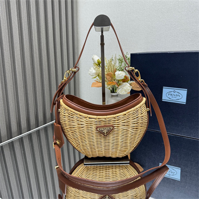 Prada Arqué bag Wicker and leather Natural 1BC202