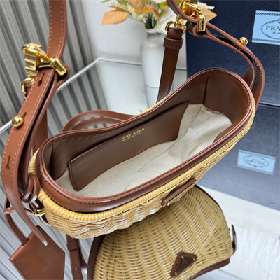 Prada Arqué bag Wicker and leather Natural 1BC202