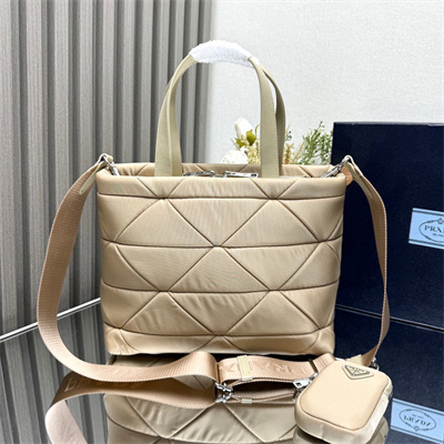 Prada Medium Re-Nylon Padded Tote Bag Beige 1BG380