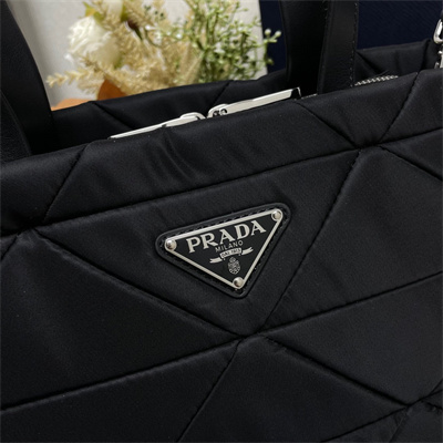 Prada Medium Re-Nylon Padded Tote Bag Black 1BG380