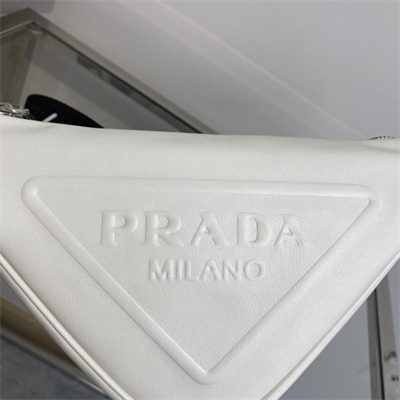 Prada Triangle leather shoulder bag White Color 1BH190