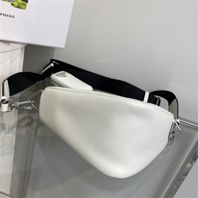 Prada Triangle leather shoulder bag White Color 1BH190