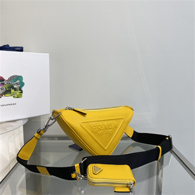 Prada Triangle leather shoulder bag Yellow Color 1BH190