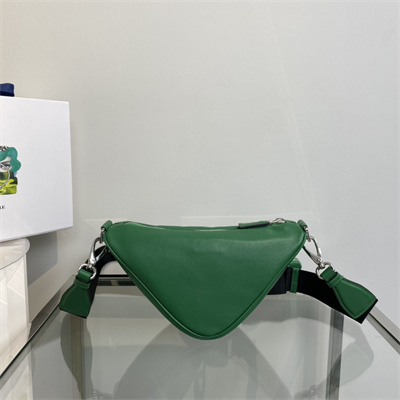 Prada Triangle leather shoulder bag Green Color 1BH190
