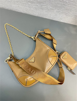 Prada Re-Edition naplak patent leather mini-bag Brown Color 1BH204