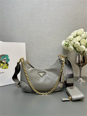 Prada Re-Edition naplak patent leather mini-bag Grey Color 1BH204