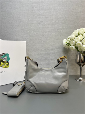 Prada Re-Edition naplak patent leather mini-bag Grey Color 1BH204