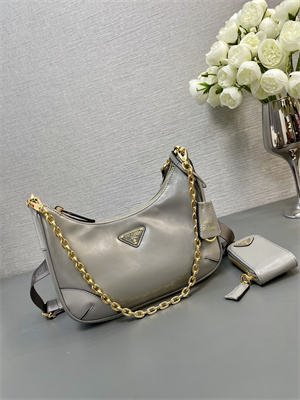 Prada Re-Edition naplak patent leather mini-bag Grey Color 1BH204