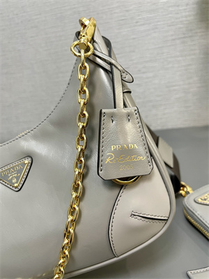 Prada Re-Edition naplak patent leather mini-bag Grey Color 1BH204