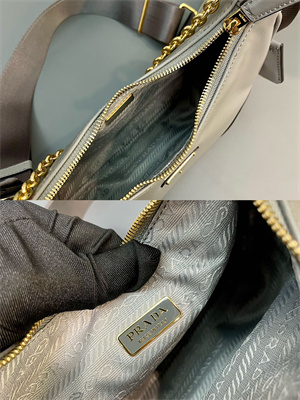 Prada Re-Edition naplak patent leather mini-bag Grey Color 1BH204