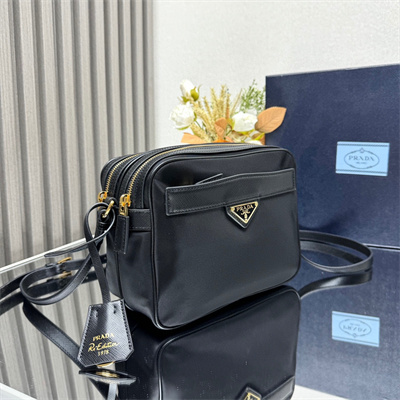 Prada Re-Edition 1978 Re-Nylon and Saffiano leather mini shoulder bag Black 1BH218