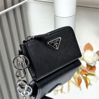 Prada Saffiano Leather Key Charm Holder Black Color 1TT085