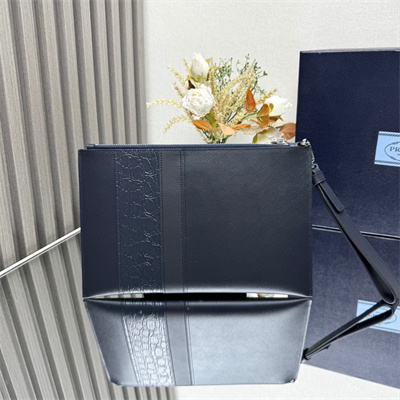 Prada Saffiano Leather Pouch Navy 2NH005