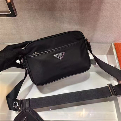 Prada Re-Nylon and Saffiano leather shoulder bag Black 2VH048