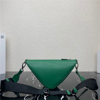 Prada Triangle leather shoulder bag Green Color 2VH155