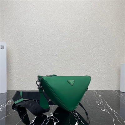 Prada Triangle leather shoulder bag Green Color 2VH155